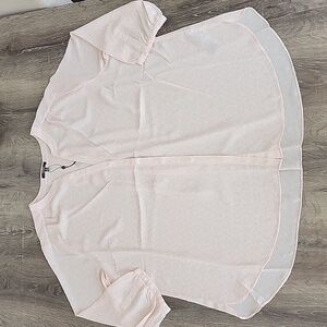 NEW! NYDJ Pintuck Blouse in Blush Coral Pink Size 1X 3/4 Flowy Fit V Neck